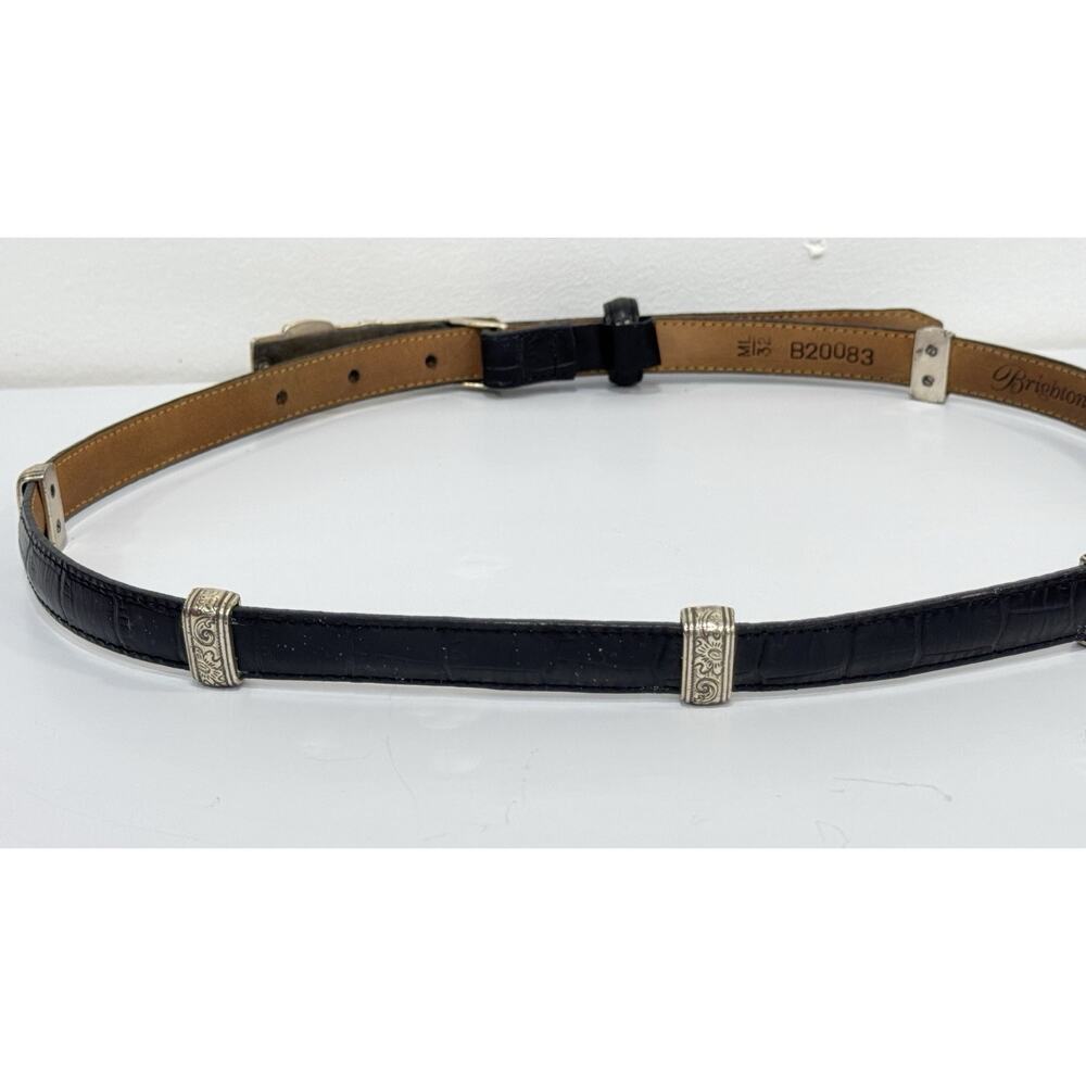 Brighton Black Croc Embossed Leather Belt Silver Buckle B20083 Size M L 32 - Picture 4 of 4